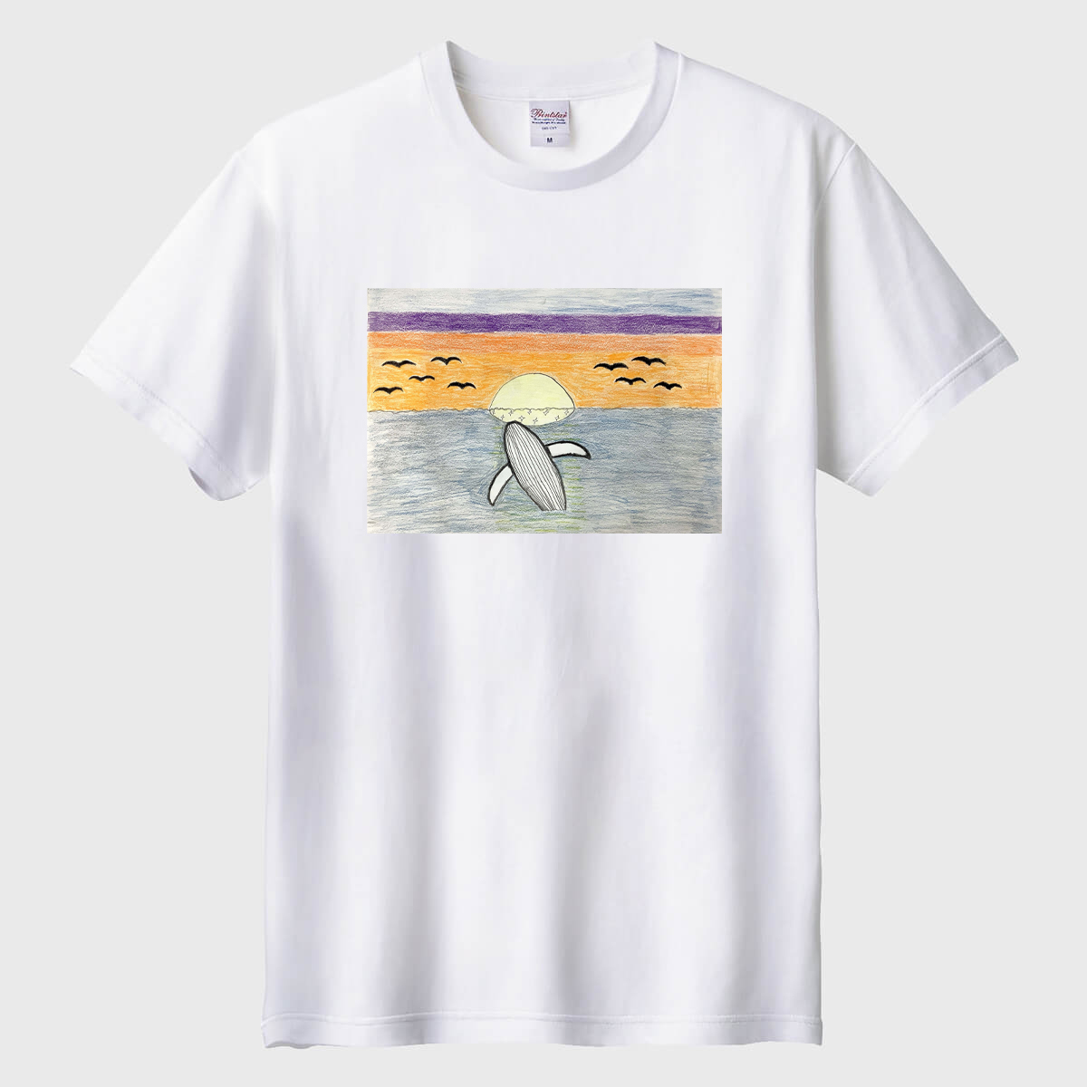 夕焼けの大海原とクジラ01